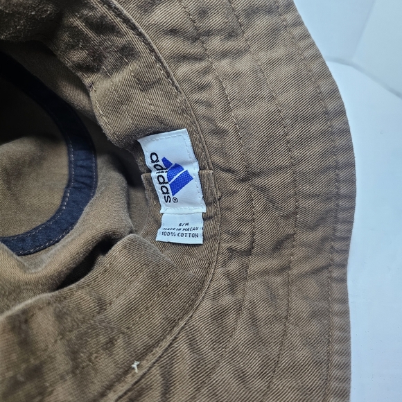 Adidas Retro Brown Bucket Hat with White Band Size S or M - Picture 9 of 12